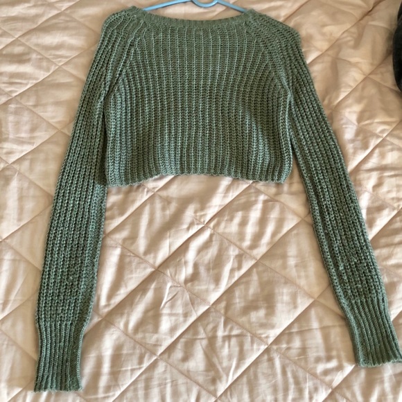 Kimchi Blue Grey Wool Knit Oversized Crop Sweater - Picture 4 of 6